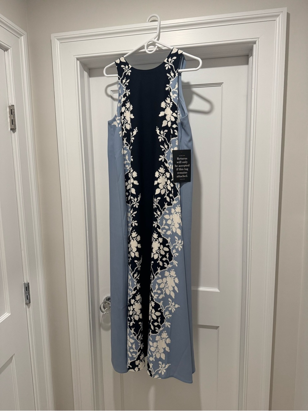 Tuckernuck Floral Panel Maxi Dress - Light Blue and Navy